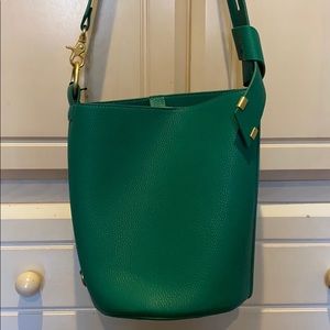 Pebble leather Green Bucket Bag